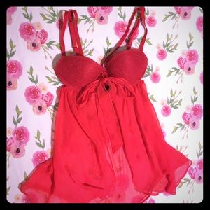 NWOT Delicate & sexy red lingerie top -VS- 32B