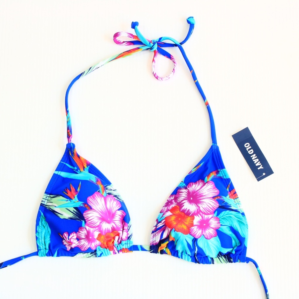 Old Navy Triangle Bikini Top Floral Blue