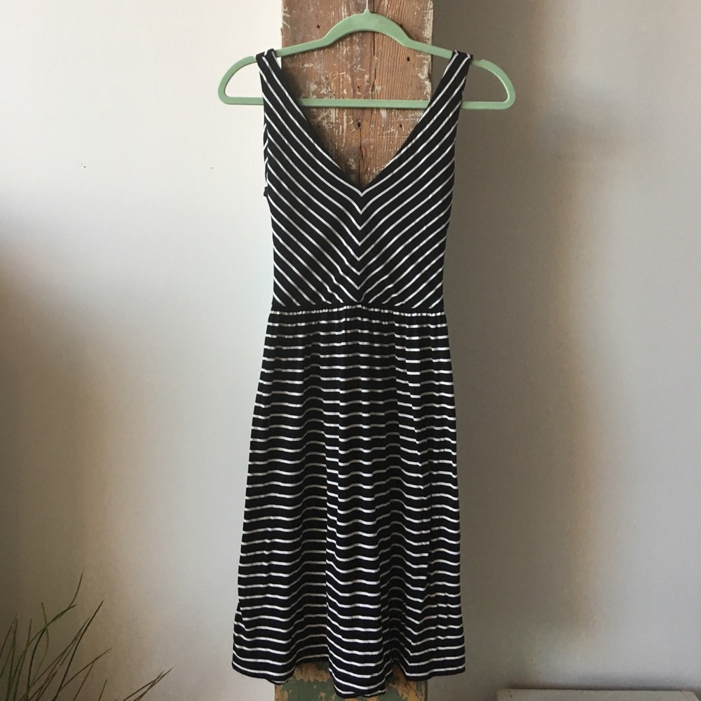 Loft Striped Dress with Back Eyelet Opening