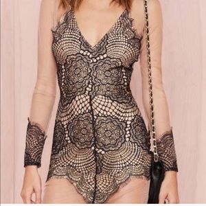 For Love and Lemons Lace Black Antigua Dress XS