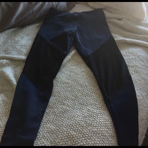 Blue With Black Mesh Athletic Leggings