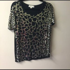 Michael KORS - black W/ gold sequin s/s top