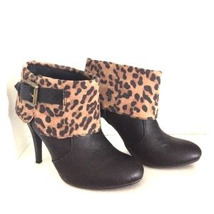 New Directions Charm leopard bootie
