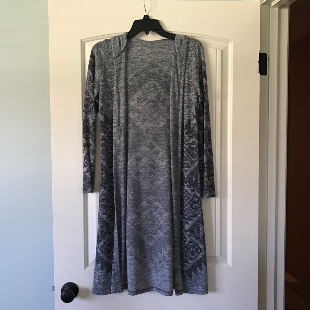 Long Grey Cardigan Aztec