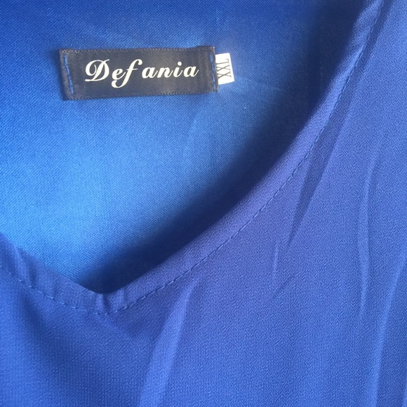 Blue midi dress with split sleeves - Picture 3 of 4