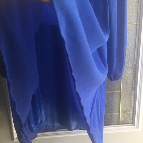 Blue midi dress with split sleeves - Picture 4 of 4