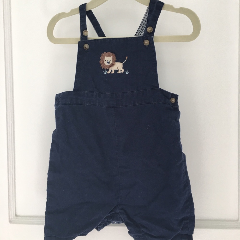 Janie and Jack navy short overalls