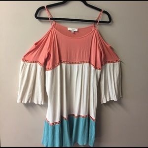 Umgee- cold shoulder  color block dress Size Large