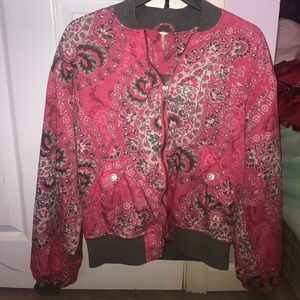 Free people XS/S floral bomber jacket
