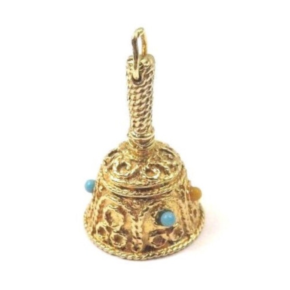 14k Yellow Gold Butlers Wedding Bell Charm Pendant