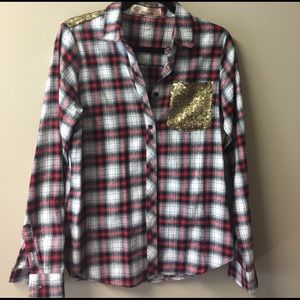 Sequined Flannel!!! NWOT size large