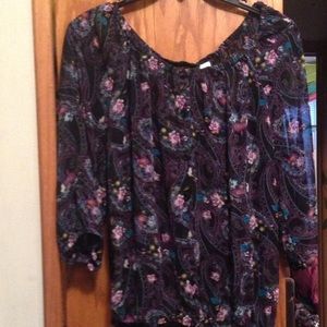 black paisley chiffon blouse;