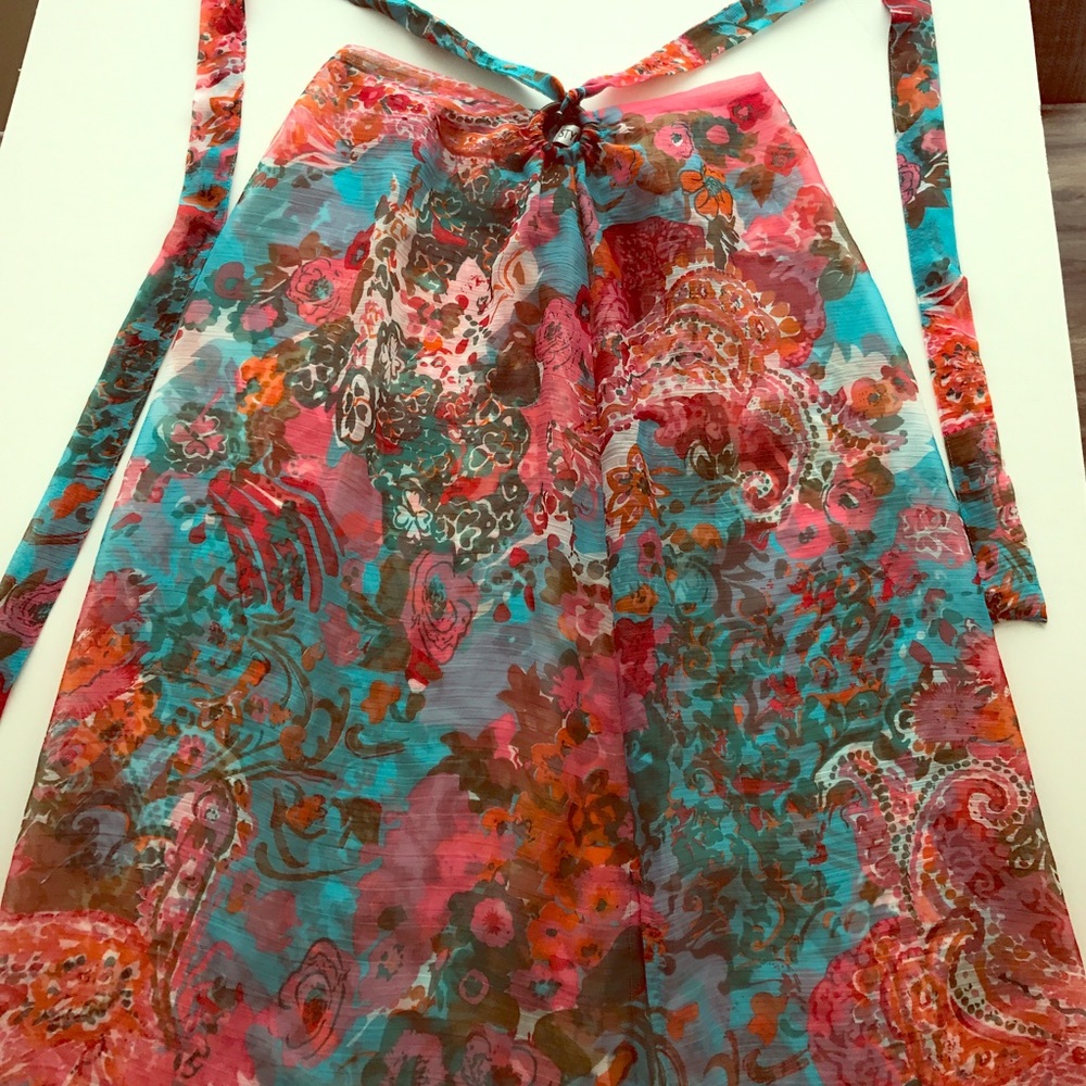 Gauzy, bright swimsuit coverup