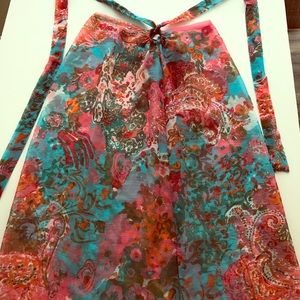 Gauzy, bright swimsuit coverup