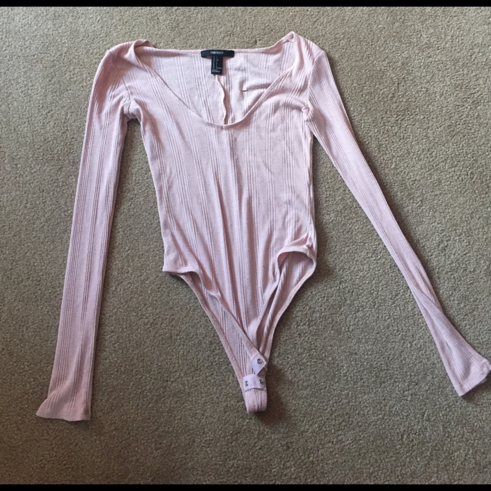 Pink ribbed bodysuit