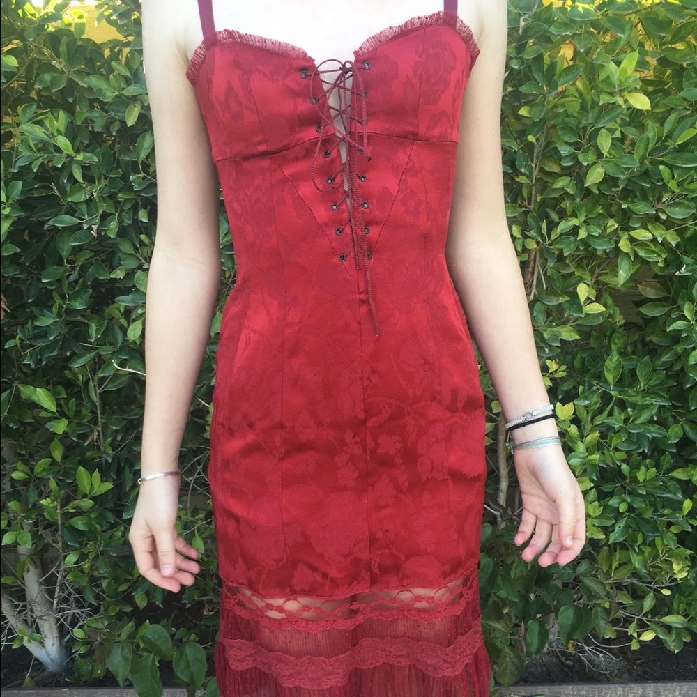 Bright Red Dress w/ lace