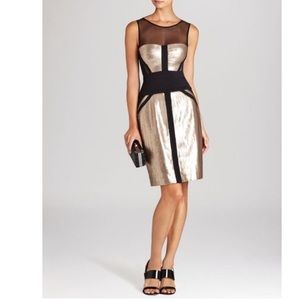 BCBG Max Azria Gold and Black SequinCoctail Dress