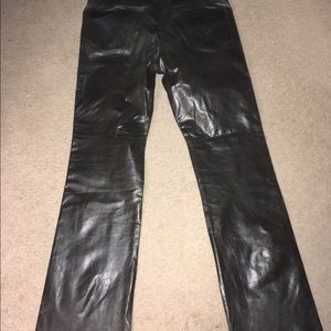 Charcoal Leather Pants-Men's