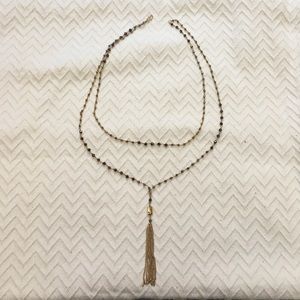 Stella & Dot boho beaded 2-strand tassel necklace