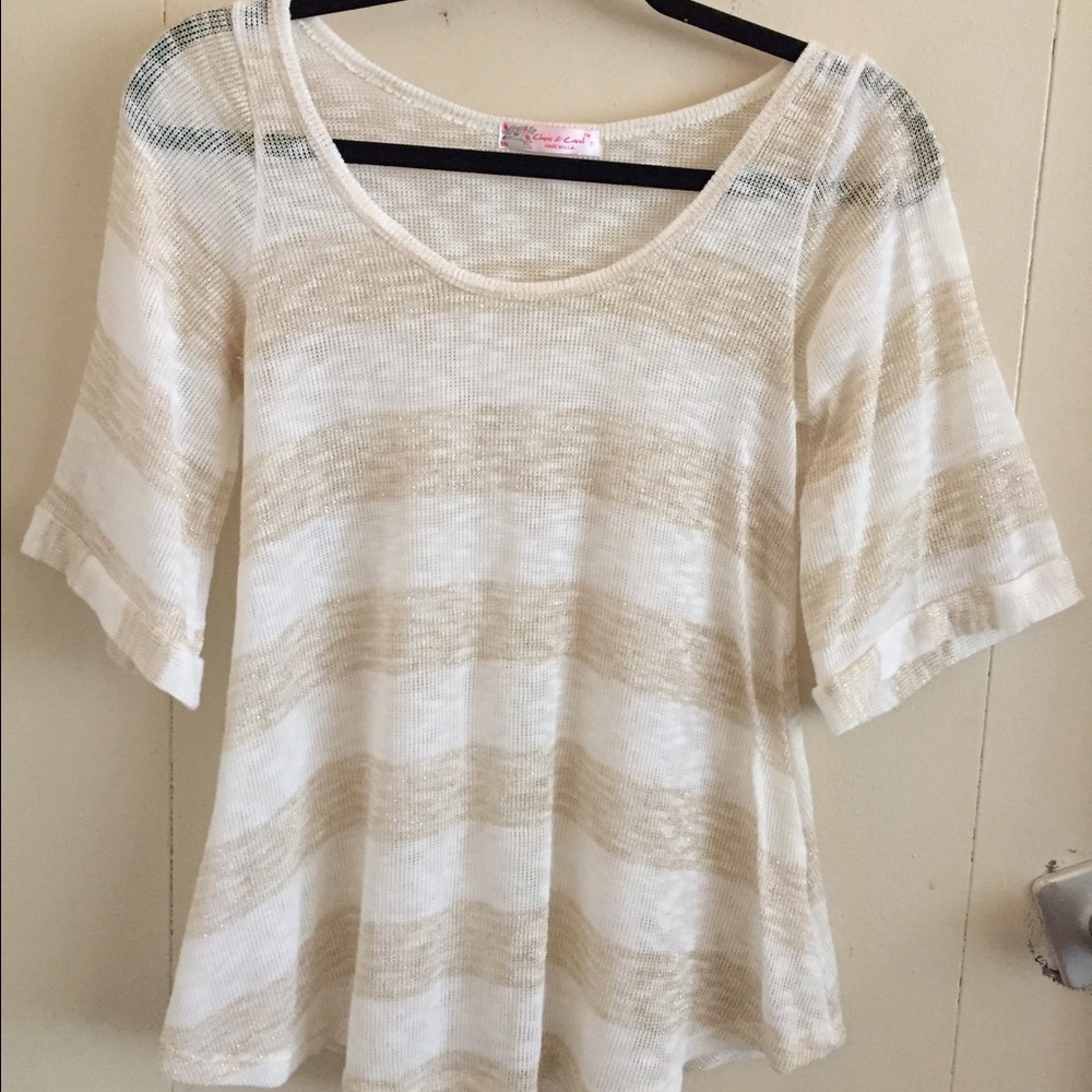 Cream and Gold Stripe Sweater