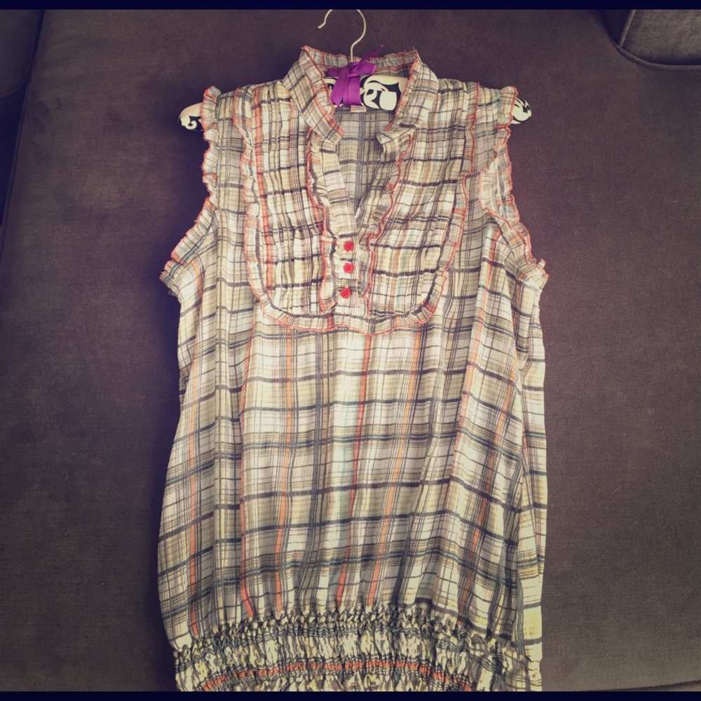 American Rag Sheer Flannel Pattern Tank Top