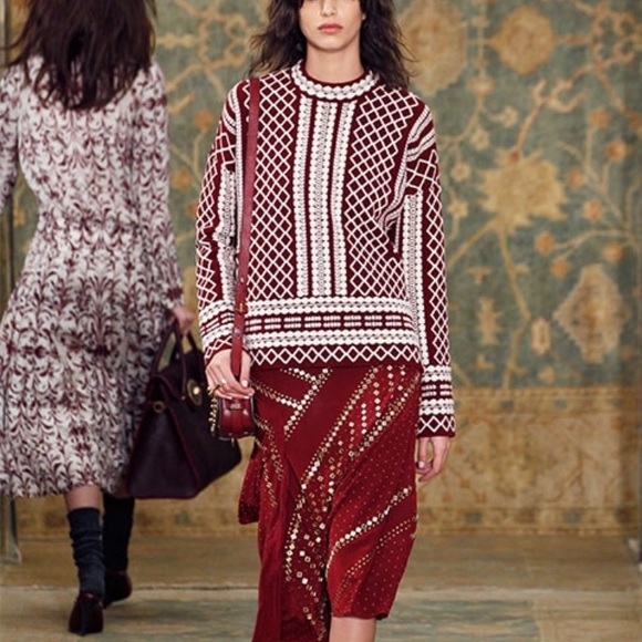 ❌SOLD❌ Tory Burch Merino Wool Jacquard Sweater - Picture 6 of 6