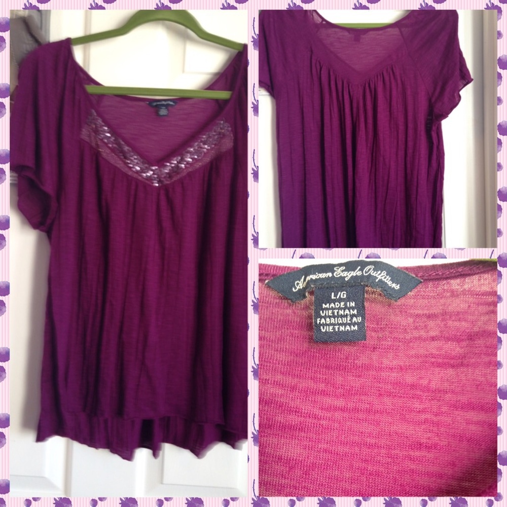 American eagle purple embellished blouse