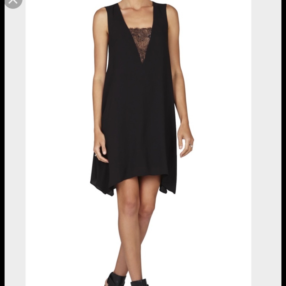 BCBG Dress // lace insert deep V neck
