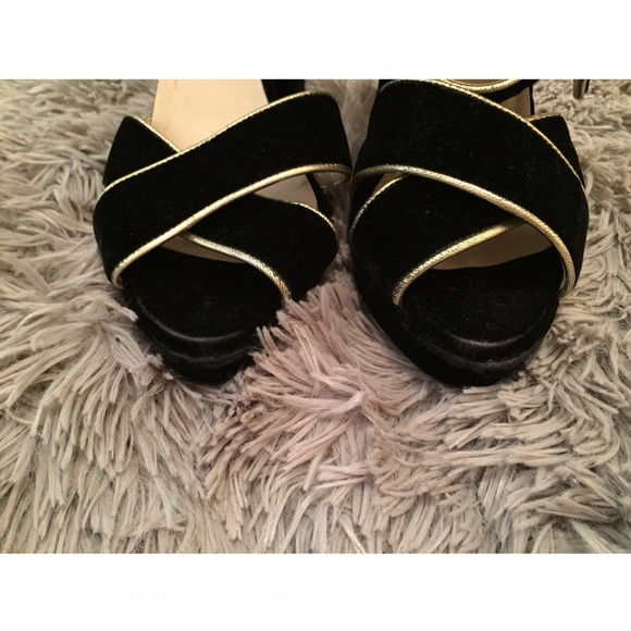 Max Kibardin Black Velvet Metallic Leather sandals - Picture 4 of 6