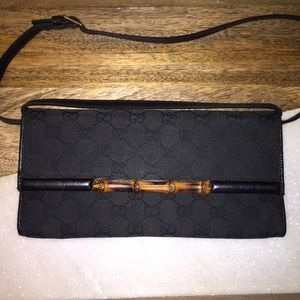 Black Gucci bamboo clutch minibag