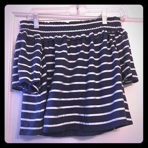 Off the Shoulder Navy Stripe Top