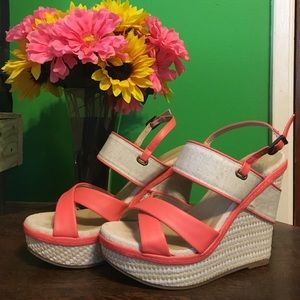 Beautiful Peach Wedge Heels