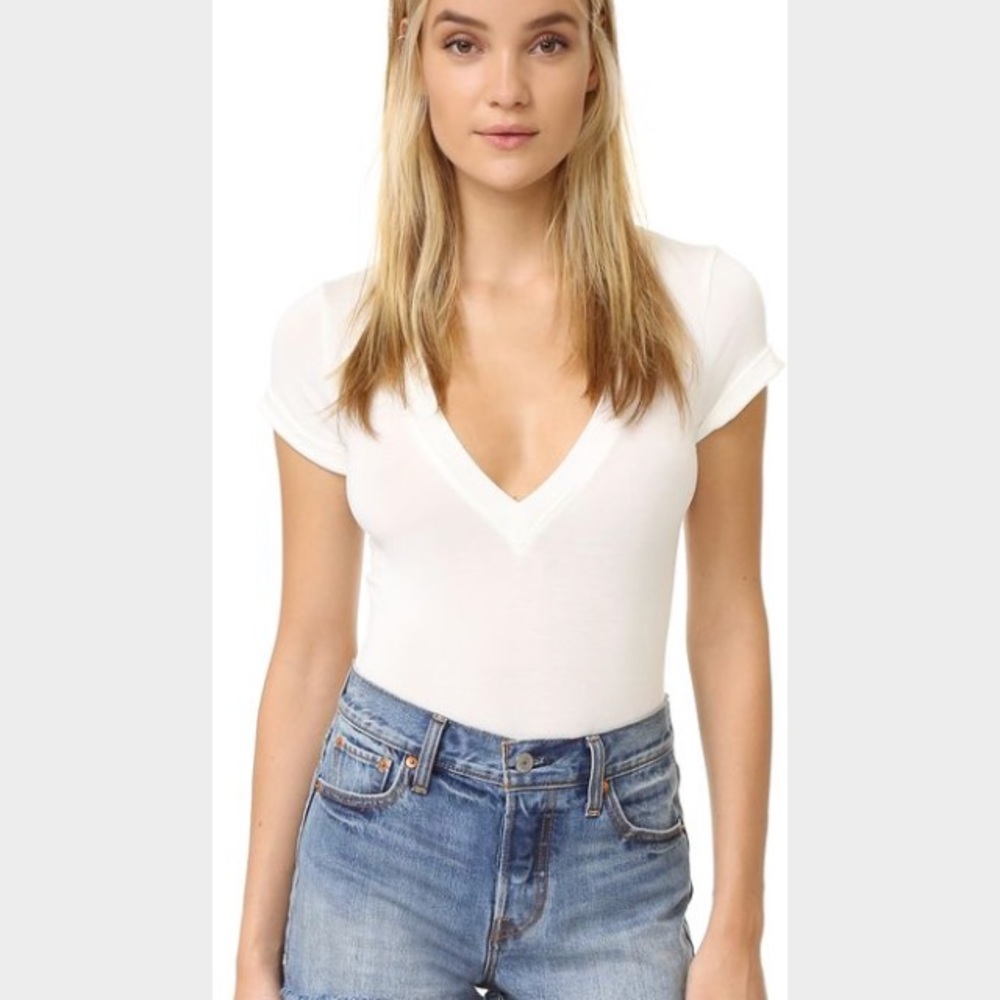 NWT feee people white v neck bodysuit