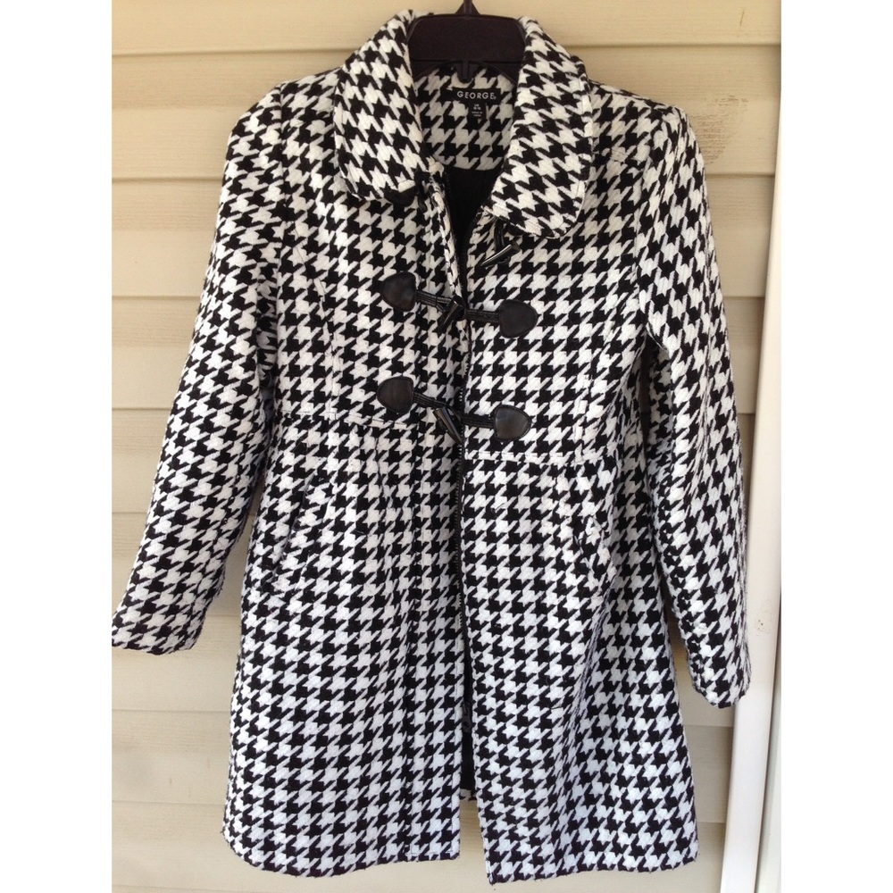 Houndstooth Girls Button Up Coat