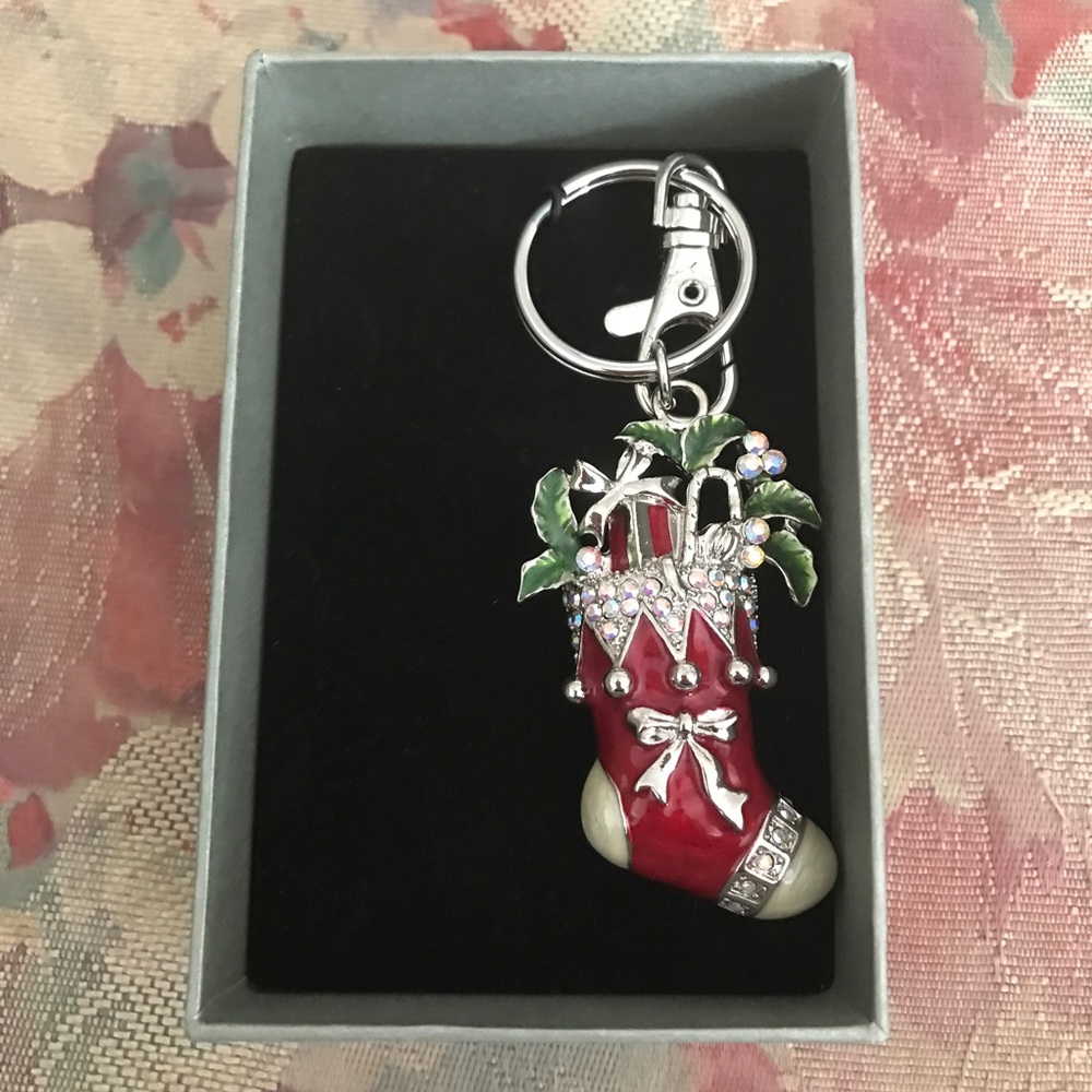 Jeweled & Rhinestoned Santa Keychain