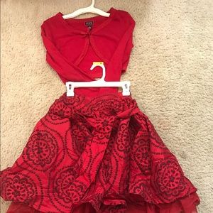 Girls red skirt and Shaw set