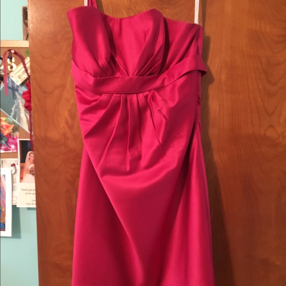 Fuschia semi formal bridesmaid dress