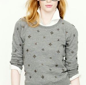 J. Crew gray cotton jeweled sweatshirt M