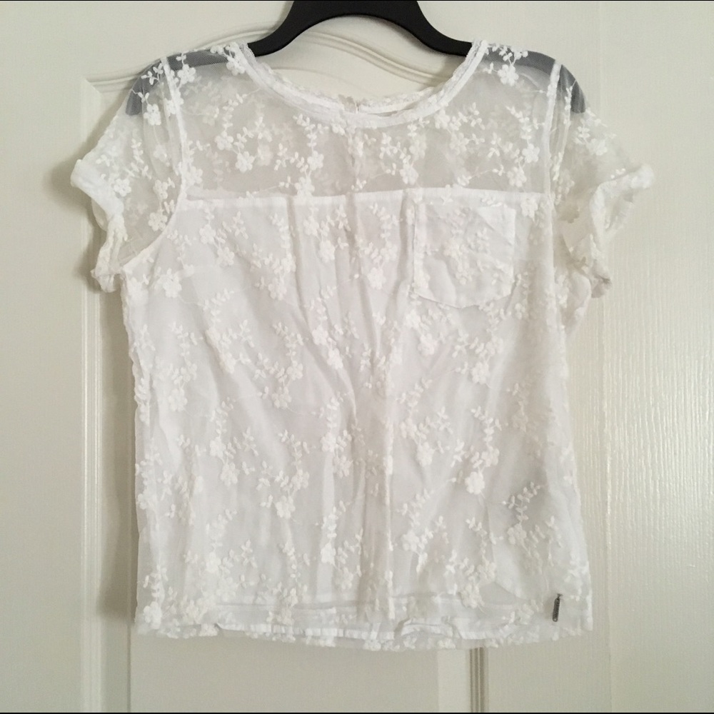 Medium White Floral Lacey top