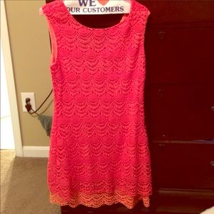 Bebe Coral Crochet Dress