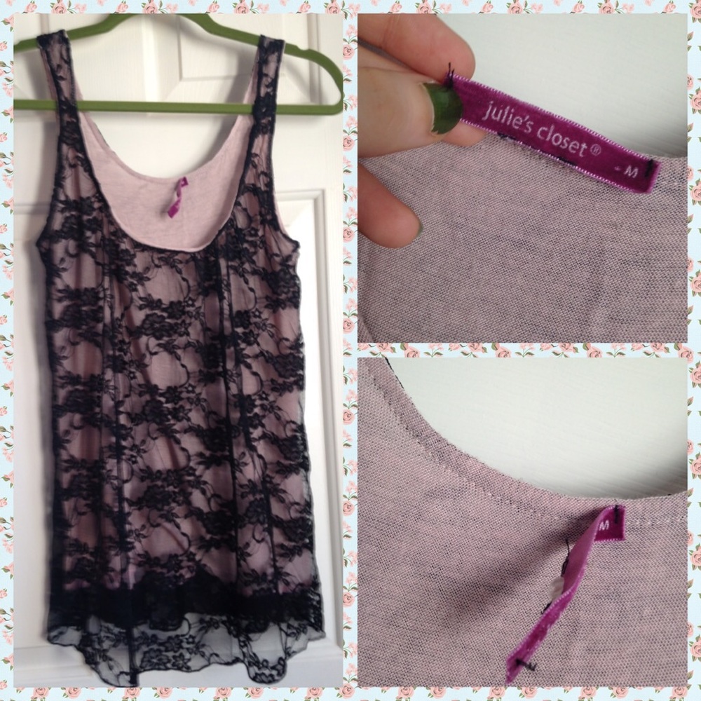 Julie's closet black lace top size medium