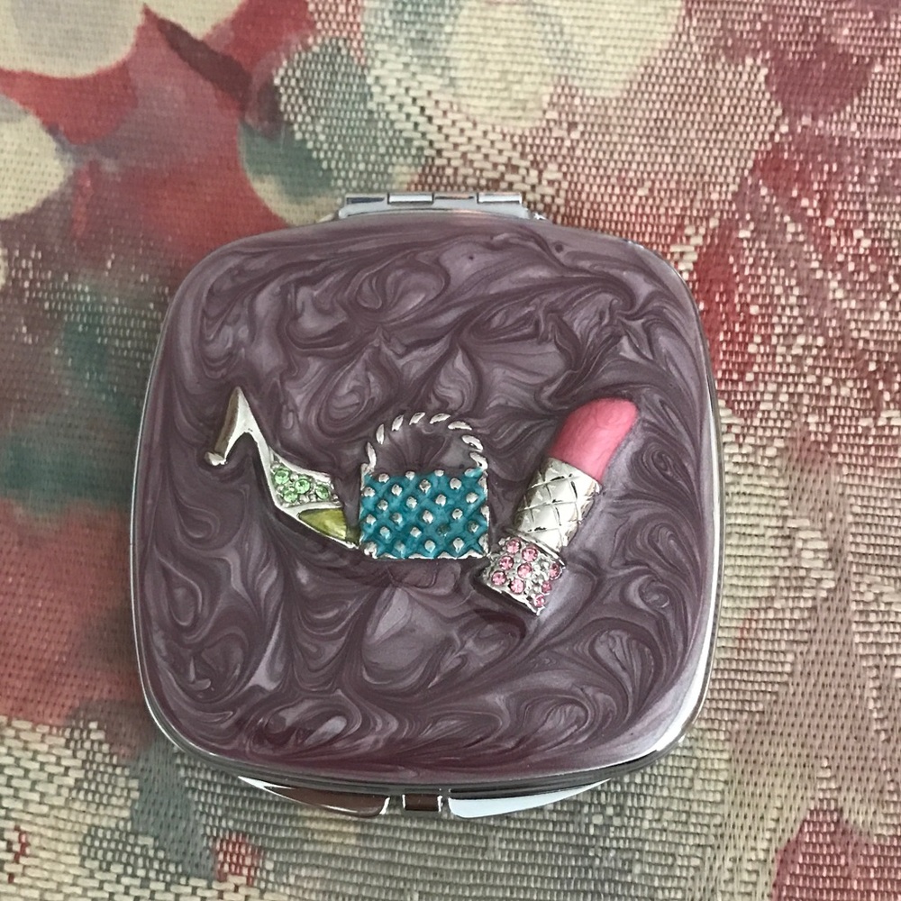 Jeweled & Rhinestoned Lipstick Compact Mirror Case