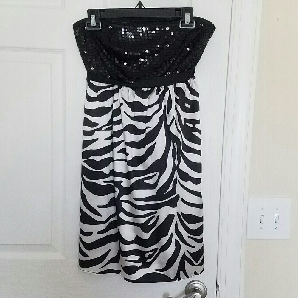 Guess Silk Sequin & Zebra Dress