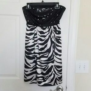 Guess Silk Sequin & Zebra Dress