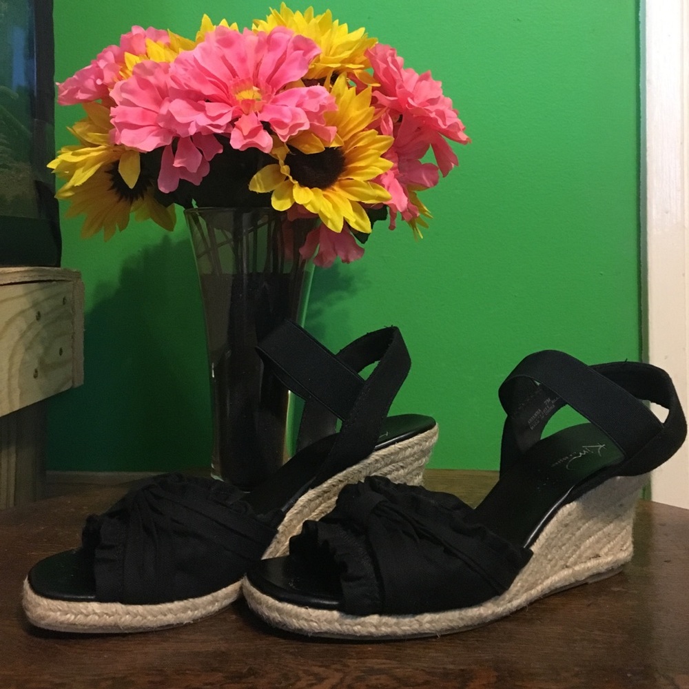 Gently Worn Black Wedged Heels