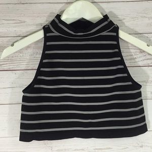 New Free People Women's Striped High Neck Crop Top