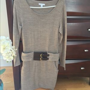Belted sweater shift dress