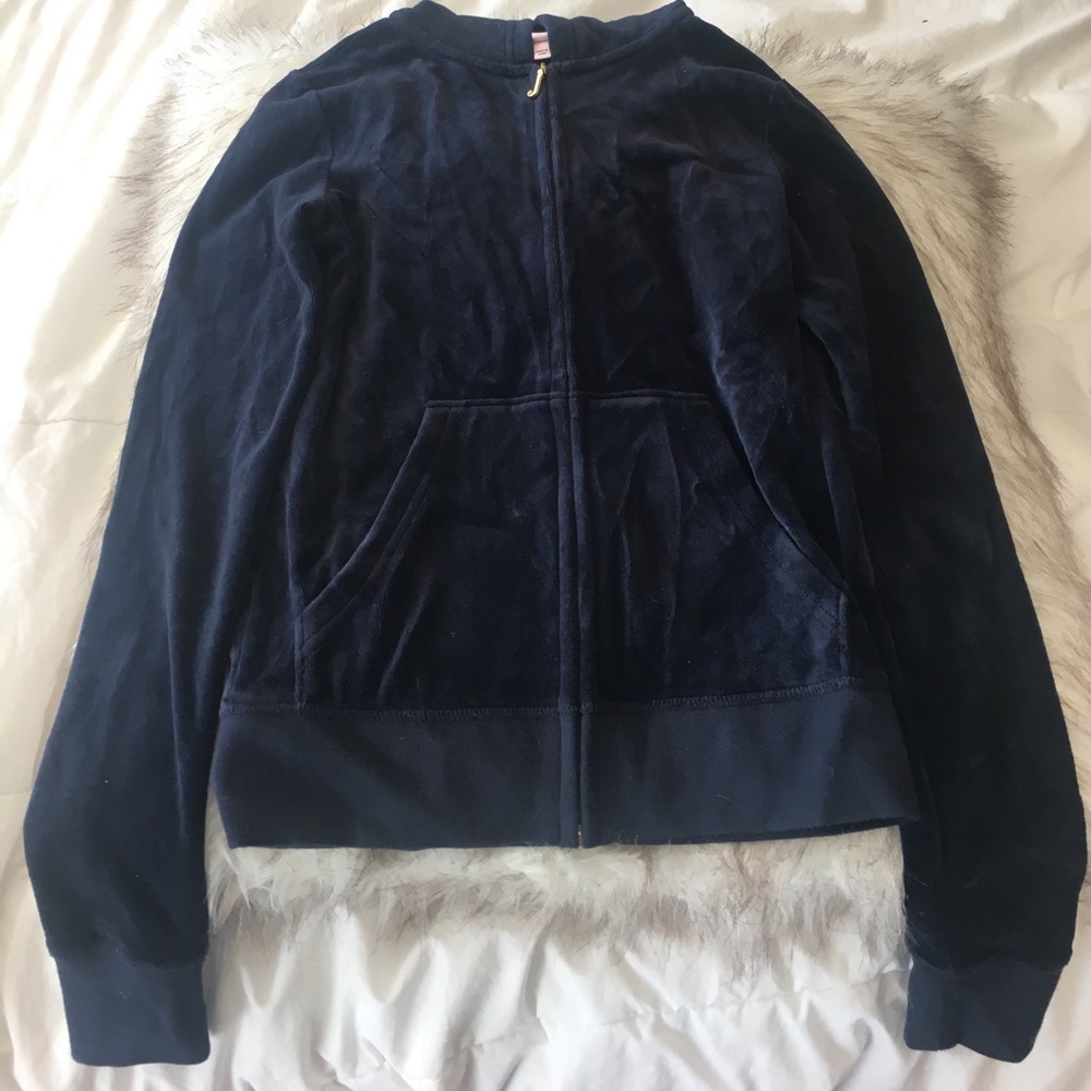 Juicy Couture navy blue velour track sweatshirt
