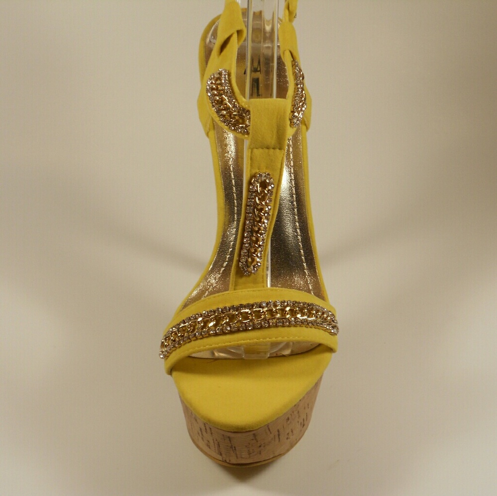🚨RESTOCKED! YELLOW RHINESTONE HEELS (NO OFFERS) - Picture 2 of 3
