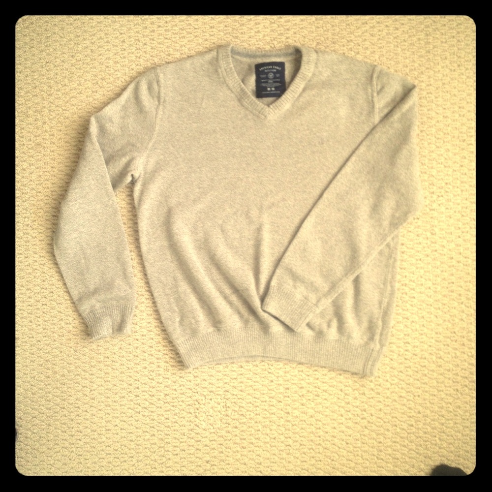 Tan American Eagle V neck Sweater